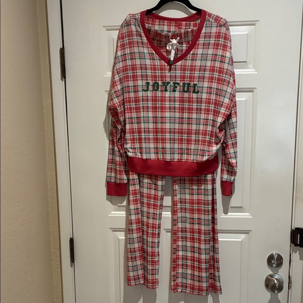 Joyful Red Plaid lightweight  Pajamas
